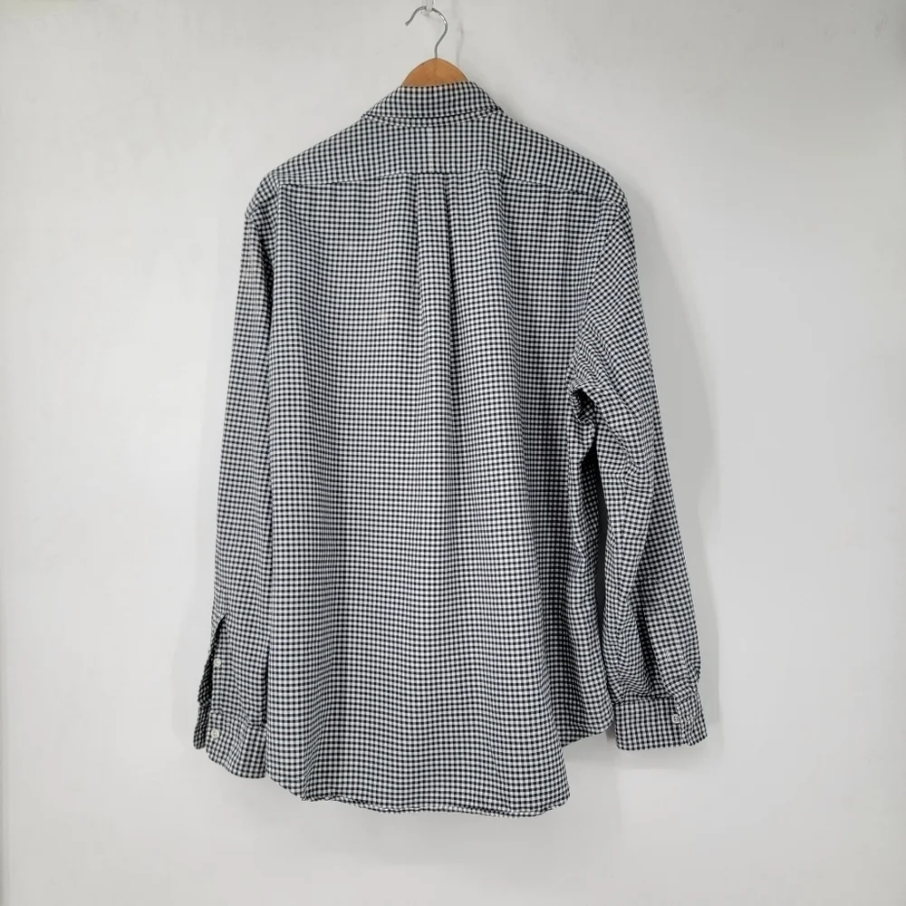 Ralph Lauren Blue Label Shirt Men's XL Black White Gingham Checkered Button Down